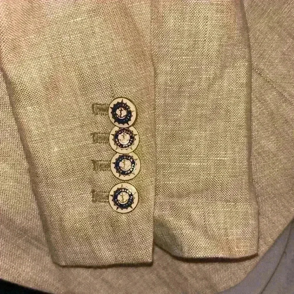 J. Crew Campbell Linen Blazer Size 00 tan nautical buttons - Picture 3 of 6